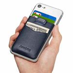 New Bring  Mobile Phone Back Sticker Card Holder Cowhide Bus Card Holder Card Antimagnetic Card Sticker(Blue)