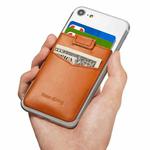 New Bring  Mobile Phone Back Sticker Card Holder Cowhide Bus Card Holder Card Antimagnetic Card Sticker(Orange)