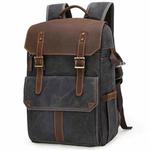 K-011 Outdoor Shoulder Digital Camera Bag Batik Canvas Waterproof Large-Capacity Photography Backpack(Gray)