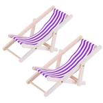 2 PCS 1:12 Beach Lounge Chair Simulation Model Outdoor Beach Scene Shooting Props Can Be Folded(Purple)