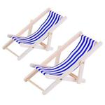 2 PCS 1:12 Beach Lounge Chair Simulation Model Outdoor Beach Scene Shooting Props Can Be Folded(Royal Blue)
