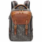 K805 Waterproof Batik Canvas Camera Backpack Outdoor Liner Shoulder Photography Bag(Grey)