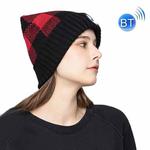 M3-BL Bluetooth LED Music Headset Hat Lady Warm Night Lighting Hat(Black Red)