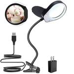PD-5S 38 LEDs Adjustable Light Multifunctional Clip-on Reading Magnifying Glass, US Plug, Style:10/20X(Black)