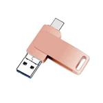16 GB USB 3.0 + 8 Pin + USB-C / Type-C 3 in 1 Phone Computer Metal Rotatable U-Disk(Pink)