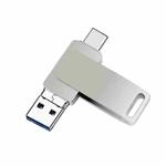 32GB USB 3.0 + 8 Pin + USB-C / Type-C 3 in 1 Phone Computer Metal Rotatable U-Disk(Silver Gray)