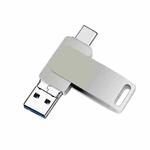 64GB USB 3.0 + 8 Pin + USB-C / Type-C 3 in 1 Phone Computer Metal Rotatable U-Disk(Silver Gray)