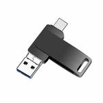 256GB USB 3.0 + 8 Pin + USB-C / Type-C 3 in 1 Phone Computer Metal Rotatable U-Disk(Black)