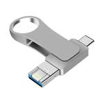 32GB USB 3.0 + 8 Pin + USB-C / Type-C 3 in 1 Mobile Computer Metal U-Disk(Silver)