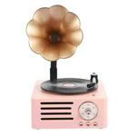 T15 Petunia Retro Vinyl Record Player Wireless Multifunction Mini Bluetooth Audio(Pink)