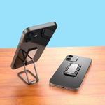 Square Folding Metal Holder Rotating Back Stick Desktop Phone Ring Holder(Black)