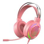 FOREV G99 USB RGBHead-Mounted Wired Headset With Microphone, Style: Standard Version  (Colorful Light Pink)