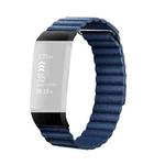 18mm Magnetic Leather Watch Band For Fitbit Charge 4 / 3, Size： S (Cape Blue)