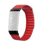 18mm Magnetic Leather Watch Band For Fitbit Charge 4 / 3, Size： L (Gemstone Red)