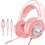 Heir Audio Head-Mounted Gaming Wired Headset With Microphone, Colour: X9 Double Hole (Pink)