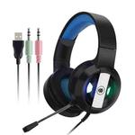 Salar S300 RGB Luminous Wired Computer Online Game Headset, Colour: 3.5mm + USB 3 Plug Black Blue