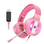 Salar S300 RGB Luminous Wired Computer Online Game Headset, Colour: 7.1 USB Pink