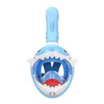 Cartoon Kids Full Dry Diving Mask Swimming Anti-Fog Snorkeling Mask, Size: XS(Shark Blue)