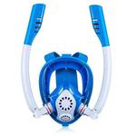 Kids Double Tube Full Dry Silicone Diving  Snorkeling Mask Swimming Glasses, Size: XS(White Blue)