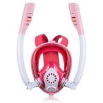 Kids Double Tube Full Dry Silicone Diving  Snorkeling Mask Swimming Glasses, Size: XS(White Pink)