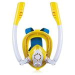 Kids Double Tube Full Dry Silicone Diving  Snorkeling Mask Swimming Glasses, Size: XS(White Yellow)