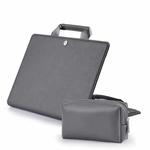 Book Style Laptop Protective Case Handbag For Macbook 14 inch(Gray + Power Bag)