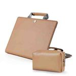 Book Style Laptop Protective Case Handbag For Macbook 15 inch(Camel + Power Bag)