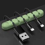 6 Holes Bear Silicone Desktop Data Cable Organizing And Fixing Device(Matcha Green)