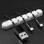 6 Holes Bear Silicone Desktop Data Cable Organizing And Fixing Device(White)