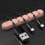 6 Holes Bear Silicone Desktop Data Cable Organizing And Fixing Device(Sand Pink)