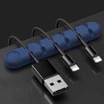 6 Holes Bear Silicone Desktop Data Cable Organizing And Fixing Device(Dark Blue)