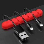 6 Holes Bear Silicone Desktop Data Cable Organizing And Fixing Device(Red)