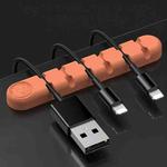 6 Holes Bear Silicone Desktop Data Cable Organizing And Fixing Device(Coral Orange)