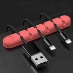 6 Holes Bear Silicone Desktop Data Cable Organizing And Fixing Device(Camellia Red)