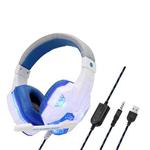 Soyto SY830 Computer Games Luminous Wired Headset, Color: For PS4 (White Blue)