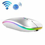 C7002 2400DPI 4 Keys Colorful Luminous Wireless Mouse, Color: Dual-modes Silver