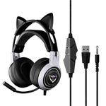 Soyto SY-G25 Cat Ear Glowing Gaming Computer Headset, Cable Length: 2m(Silver Black)
