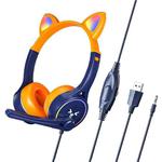 Soyto SY-G30 Cat Ear Computer Headset, Style: Lighting Version (Blue Orange)
