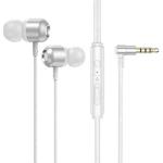 2 PCS TS6000 3.5mm Metal Elbow In-Ear Wired Control Earphone with Mic(White)
