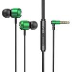 2 PCS TS6000 3.5mm Metal Elbow In-Ear Wired Control Earphone with Mic(Green)