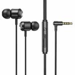 2 PCS TS6000 3.5mm Metal Elbow In-Ear Wired Control Earphone with Mic(Black)