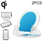 2pcs A9199 10W 3 in 1 Vertical LED Crystal Wireless Charger(Blue)