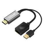 QGeeM QG-HD01 HDMI To DP Adapter With USB Port(Black)