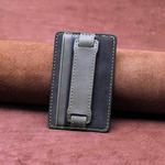 2 PCS Leather Phone Card Sleeve Back Sticker Wrist Pull Strap Holder(Black)