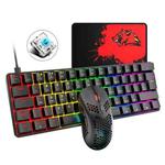 FREEDOM-WOLF T60 62 Keys RGB Gaming Mechanical Keyboard Mouse Set, Cable Length:1.6m(Black Green Shaft)