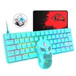 FREEDOM-WOLF T60 62 Keys RGB Gaming Mechanical Keyboard Mouse Set, Cable Length:1.6m( Blue Green Shaft)