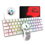 FREEDOM-WOLF T60 62 Keys RGB Gaming Mechanical Keyboard Mouse Set, Cable Length:1.6m(White Green Shaft)