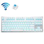 Technology 87-key Wireless Wired Bluetooth Three-mode Gaming Mechanical Keyboard(White Ice Blue Light Green Shaft)