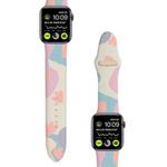 2 PCS Printed Silicone Watch Band For Apple Watch Ultra 49mm / Series 8&7 45mm / SE 2&6&SE&5&4 44mm / 3&2&1 42mm (Goose Palm Print)