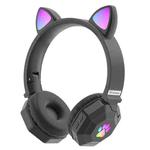 LS020 Glowing Folding Cat Ears Wireless Bluetooth Sports Headset(Black)